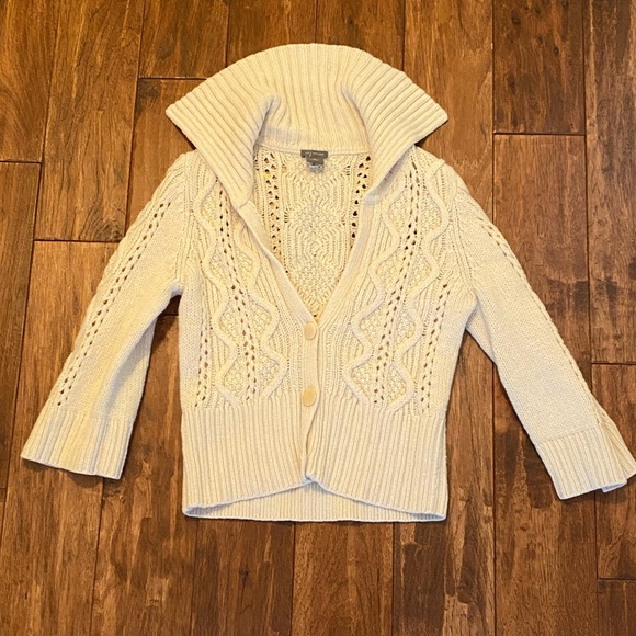 Cream collared Ann Taylor Sweater M - Picture 1 of 4